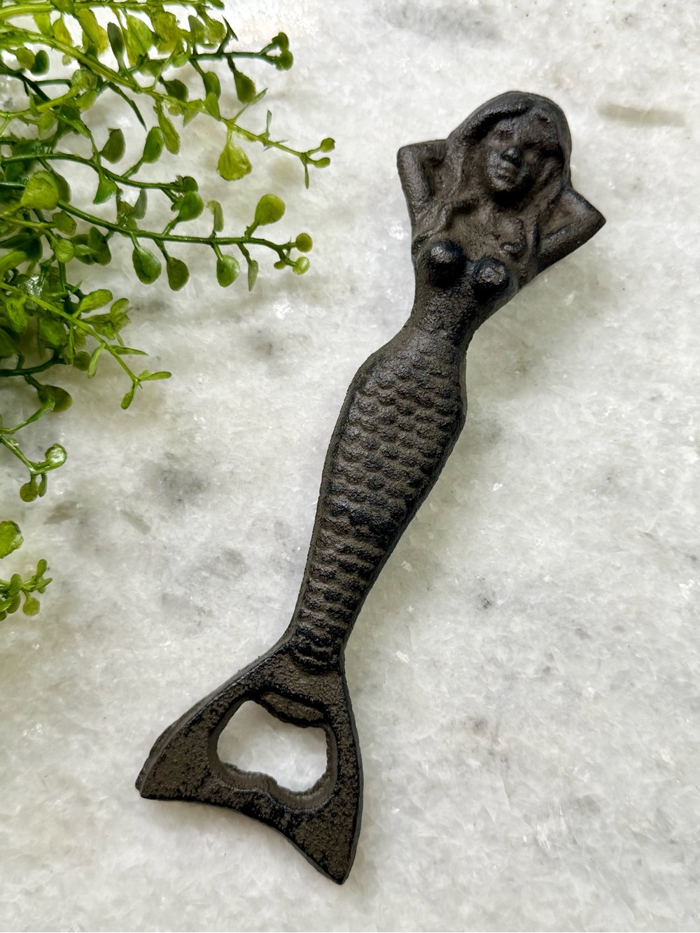 New Vintage Style Mermaid Lady Nautical Cast Iron Bar Ware Bottle Opener - 7.25”